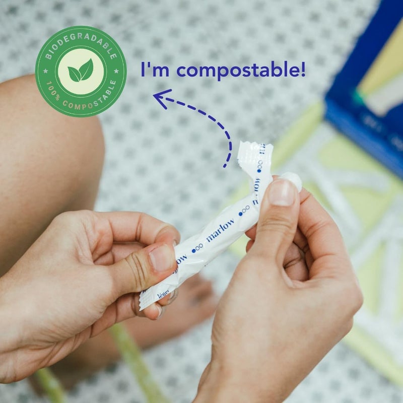 Marlow 100% Organic Cotton Easy Glide Tampons with Compact Plant Based BPA Free Applicator, Chlorine Free, Toxin Free, Hypoallergenic, Dermatologically Tested, Fragrance Free, Light, 18 Count - Image 5